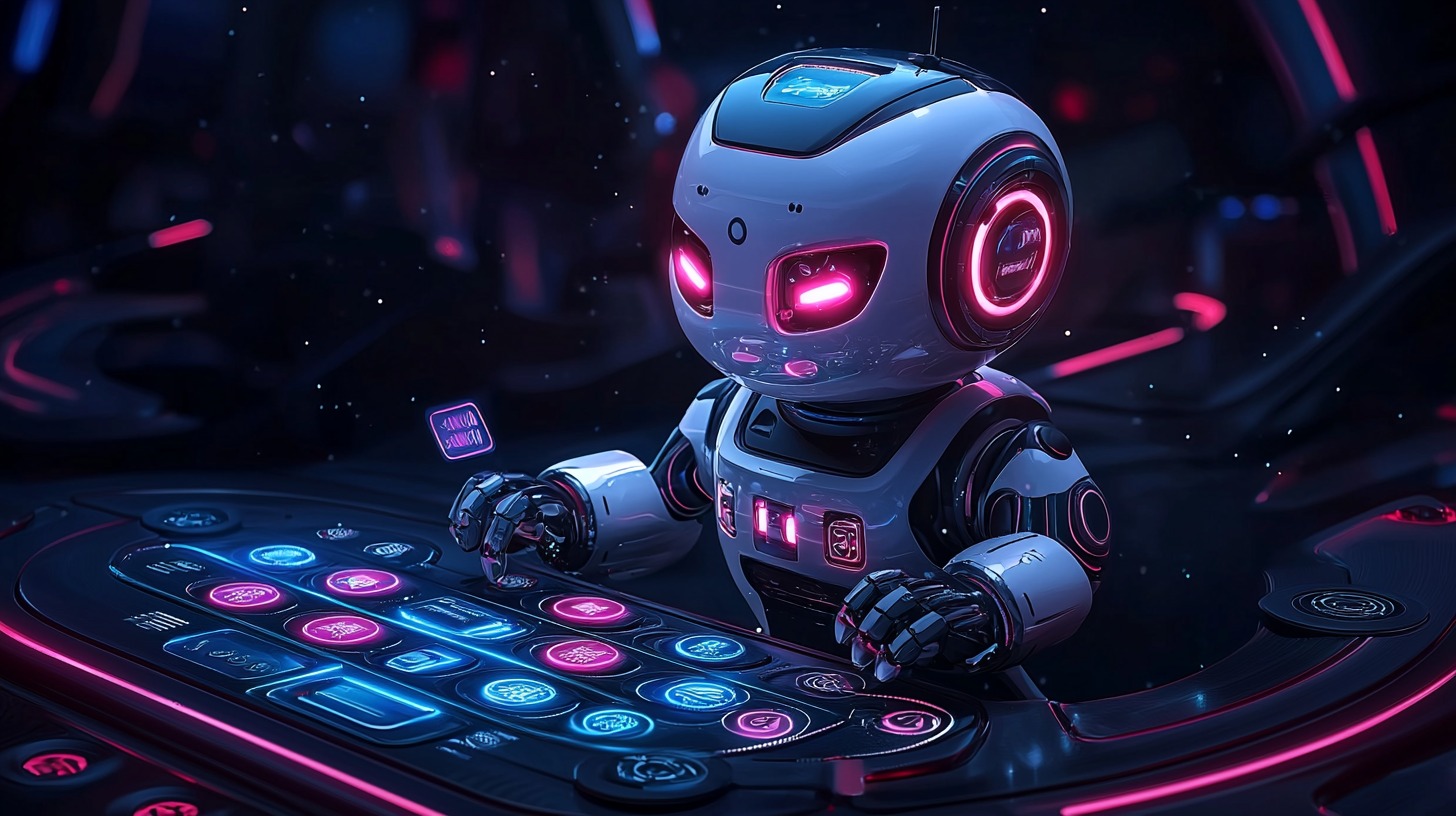 Robot helping a user choose slot games